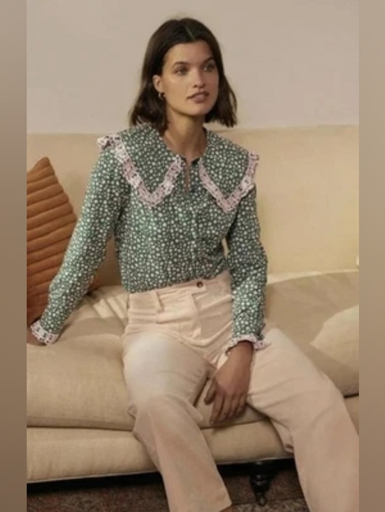 Boden Statement Peter Pan Collar Floral Button Down Shirt - Picture 3 of 13